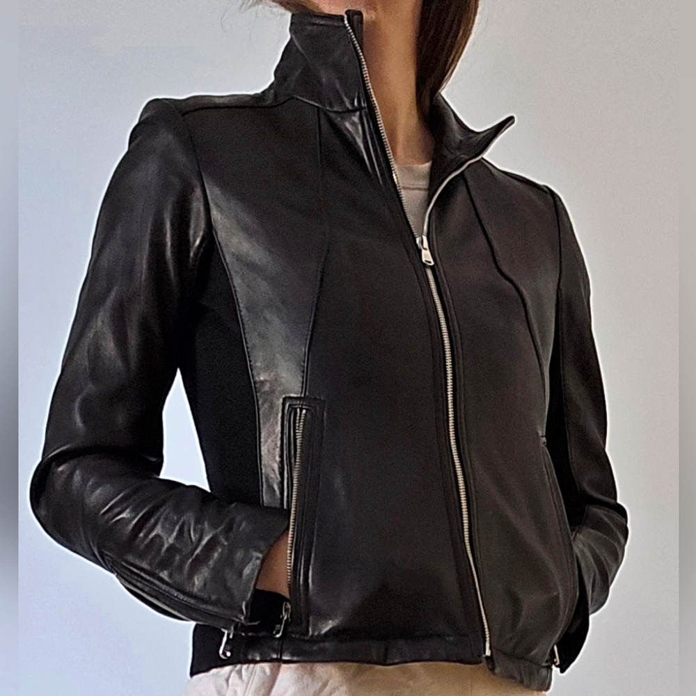 Calvin Klein Genuine Leather Jacket, Black, XS/S